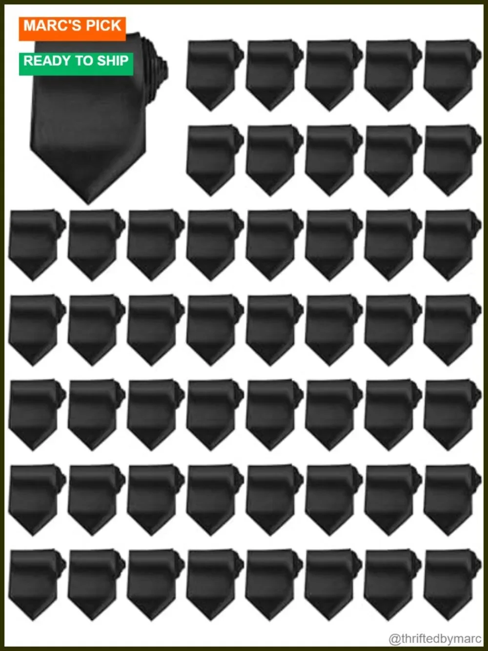 50 Pack Black Satin Skinny Tie for Men Wedding Business Formal